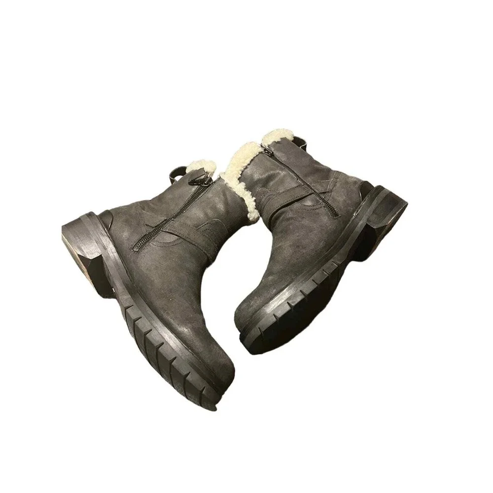 Rag‎ & Bone Ashford black leather genuine shearling moto snow winter boots 8.5